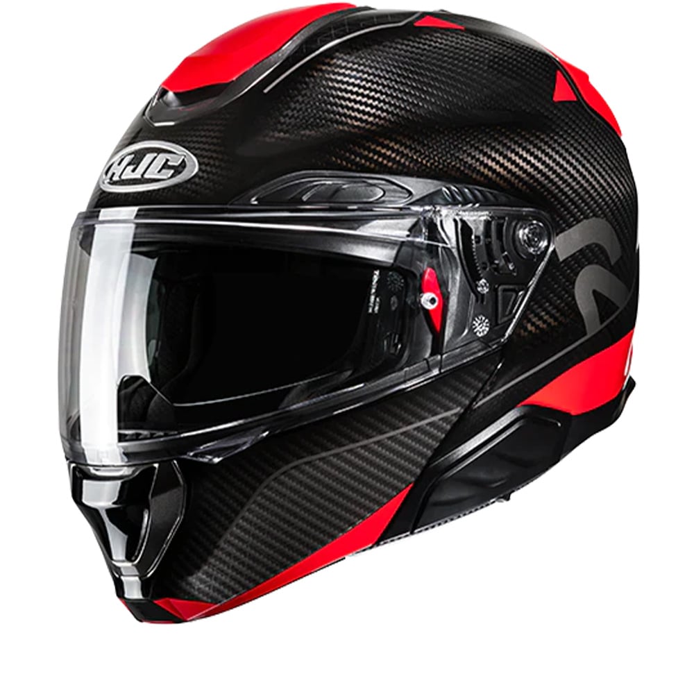 Image of EU HJC RPHA 91 Carbon Noela Black Red Modular Helmet Taille 2XL