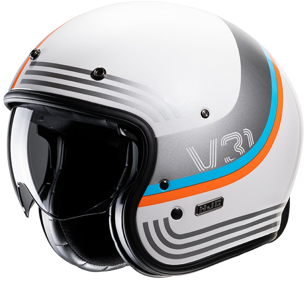 Image of EU HJC V31 Byron Blanc Gris MC27 Open Face Helmet Taille 2XL