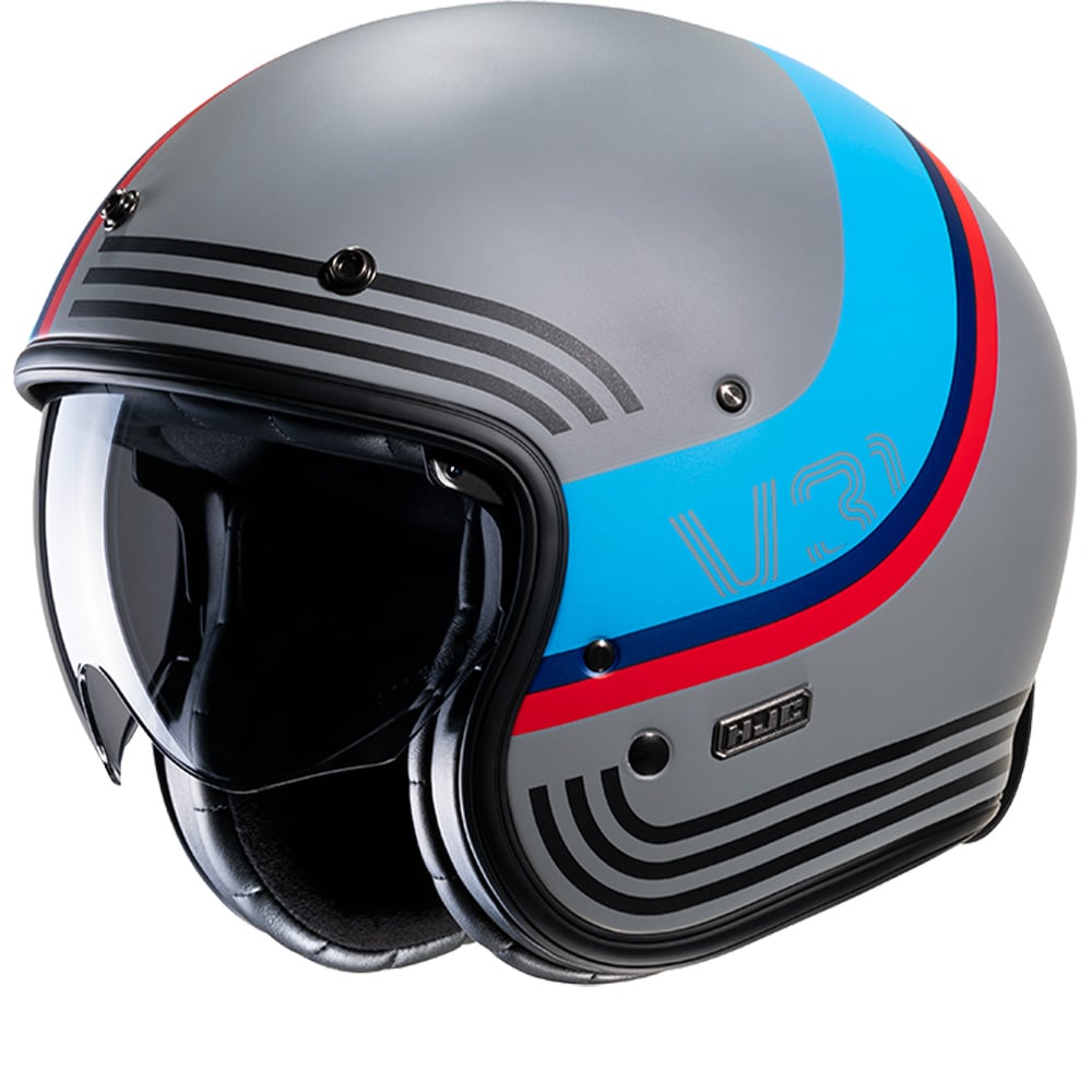Image of EU HJC V31 Byron Gris Bleu MC21SF Open Face Helmet Taille L
