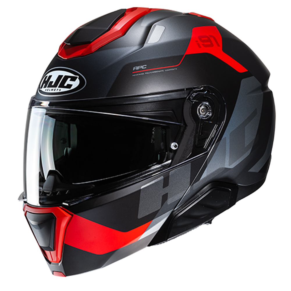 Image of EU HJC i91 Carst Black Red Modular Helmet Taille M