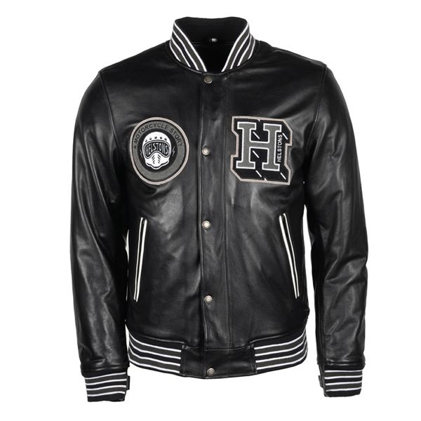 Image of EU Helstons College Cuir Rag Noir Blouson Taille M