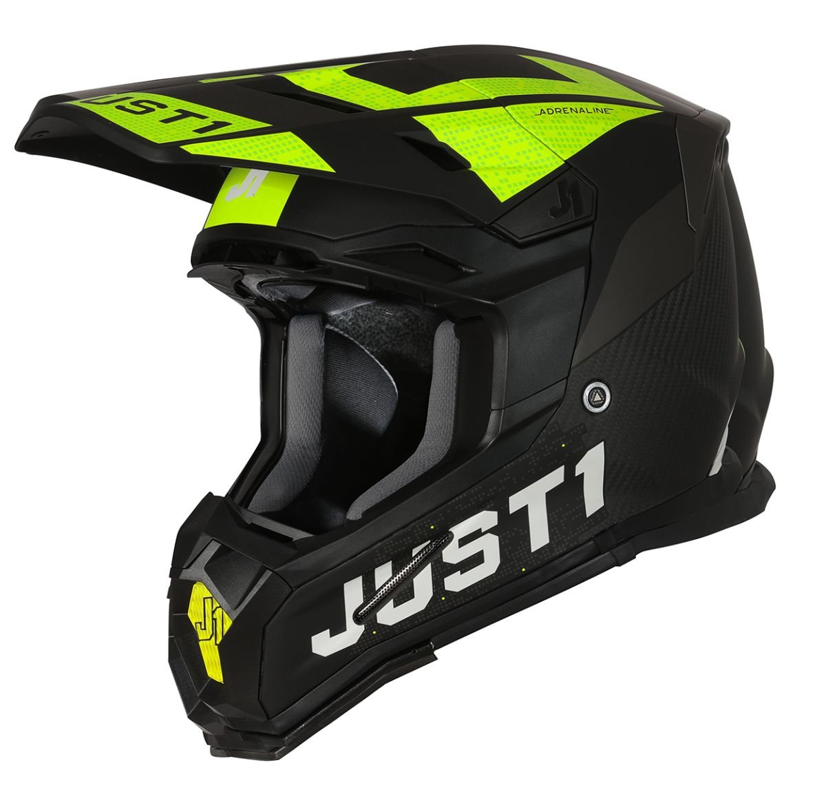 Image of EU Just1 Helmet J-22 Adrenaline Noir Jaune Fluo Carbon Mat Casque Cross Taille M