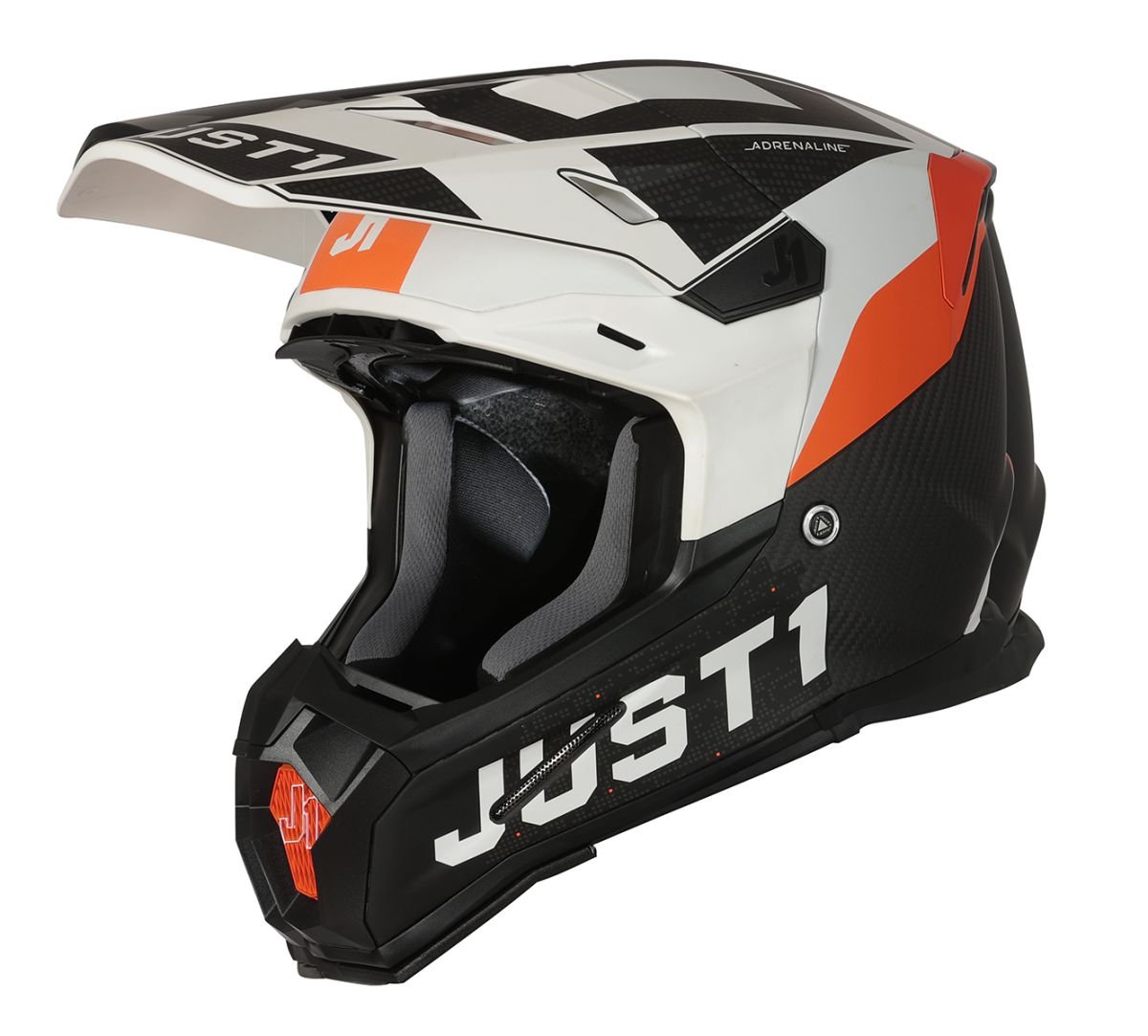 Image of EU Just1 Helmet J-22 Adrenaline Orange Blanc Carbon Mat Casque Cross Taille M