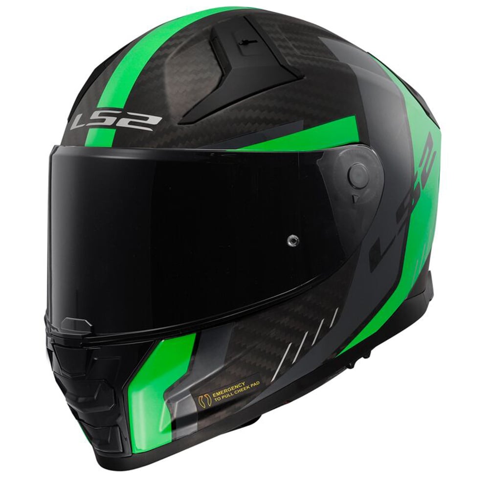 Image of EU LS2 FF811 Vector II Carbon Grid Matt Fluo Green Full Face Helmet Taille XL