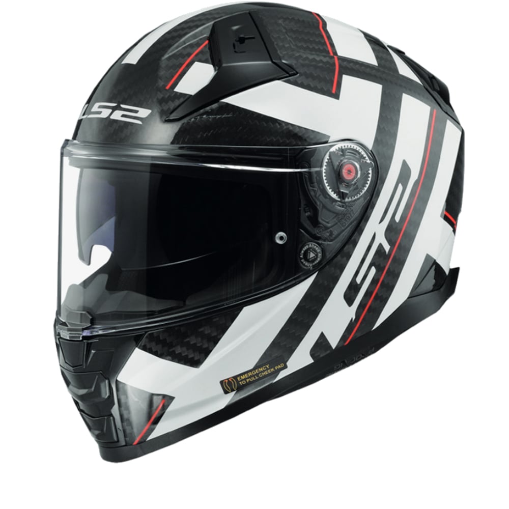 Image of EU LS2 FF811 Vector II Carbon Strong Brillant Blanc Casque Intégral Taille 2XL