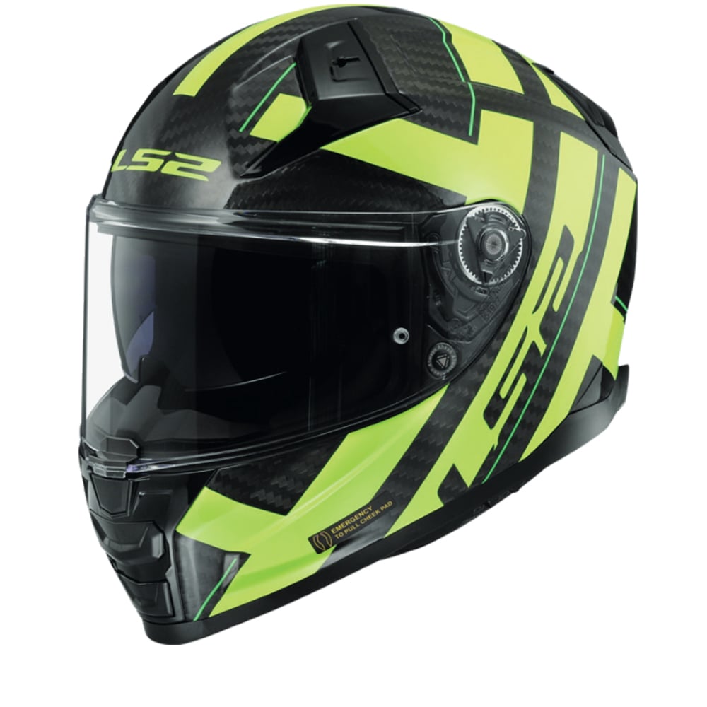 Image of EU LS2 FF811 Vector II Carbon Strong Brillant Jaune Casque Intégral Taille M