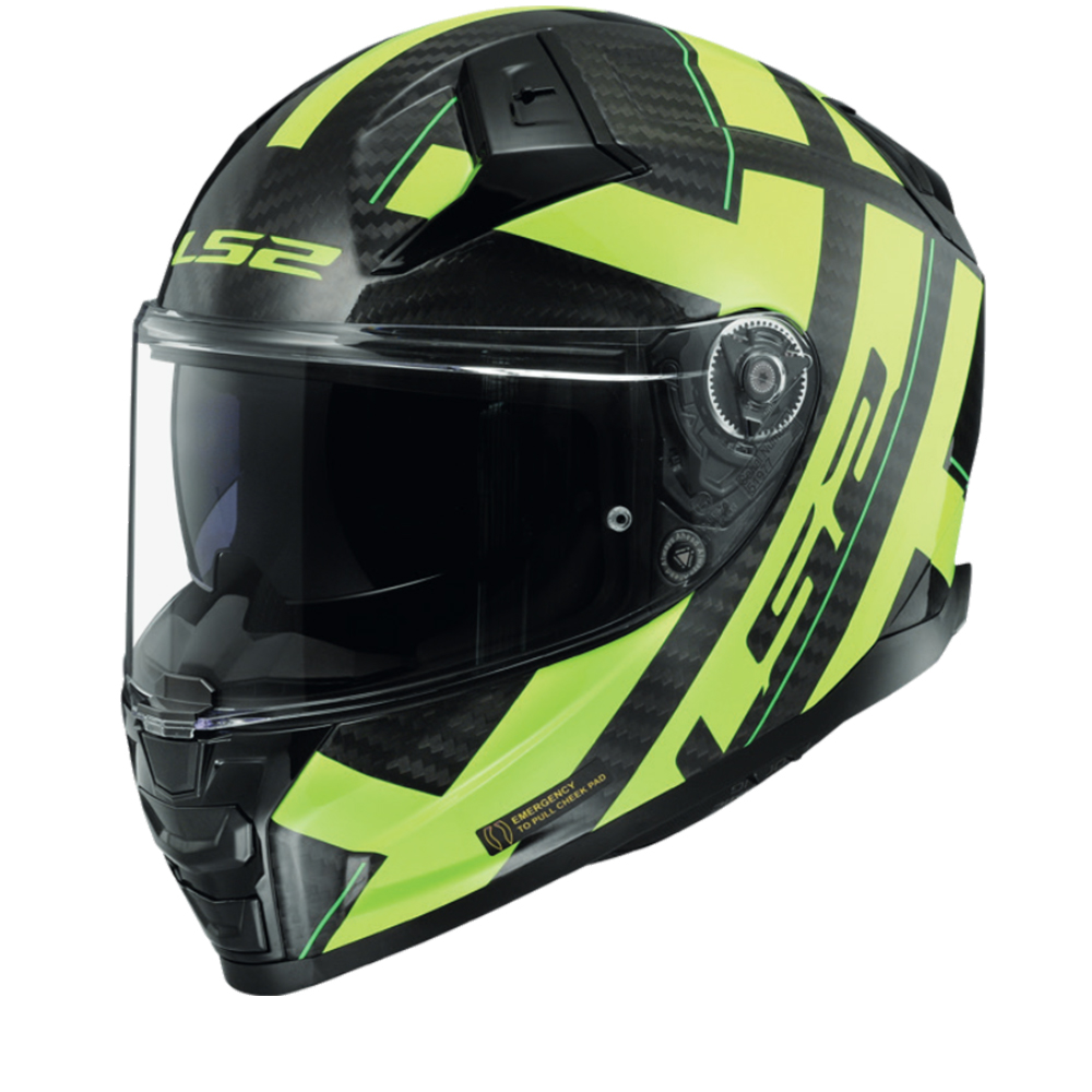 Image of EU LS2 FF811 Vector II Carbon Strong Brillant Jaune Casque Intégral Taille 2XL