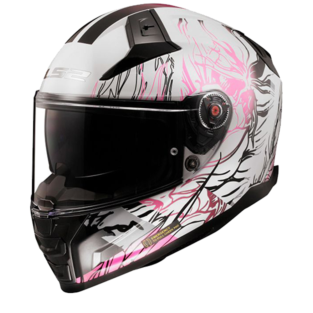 Image of EU LS2 FF811 Vector II Darflo Glossy White Pink Full Face Helmet Taille L
