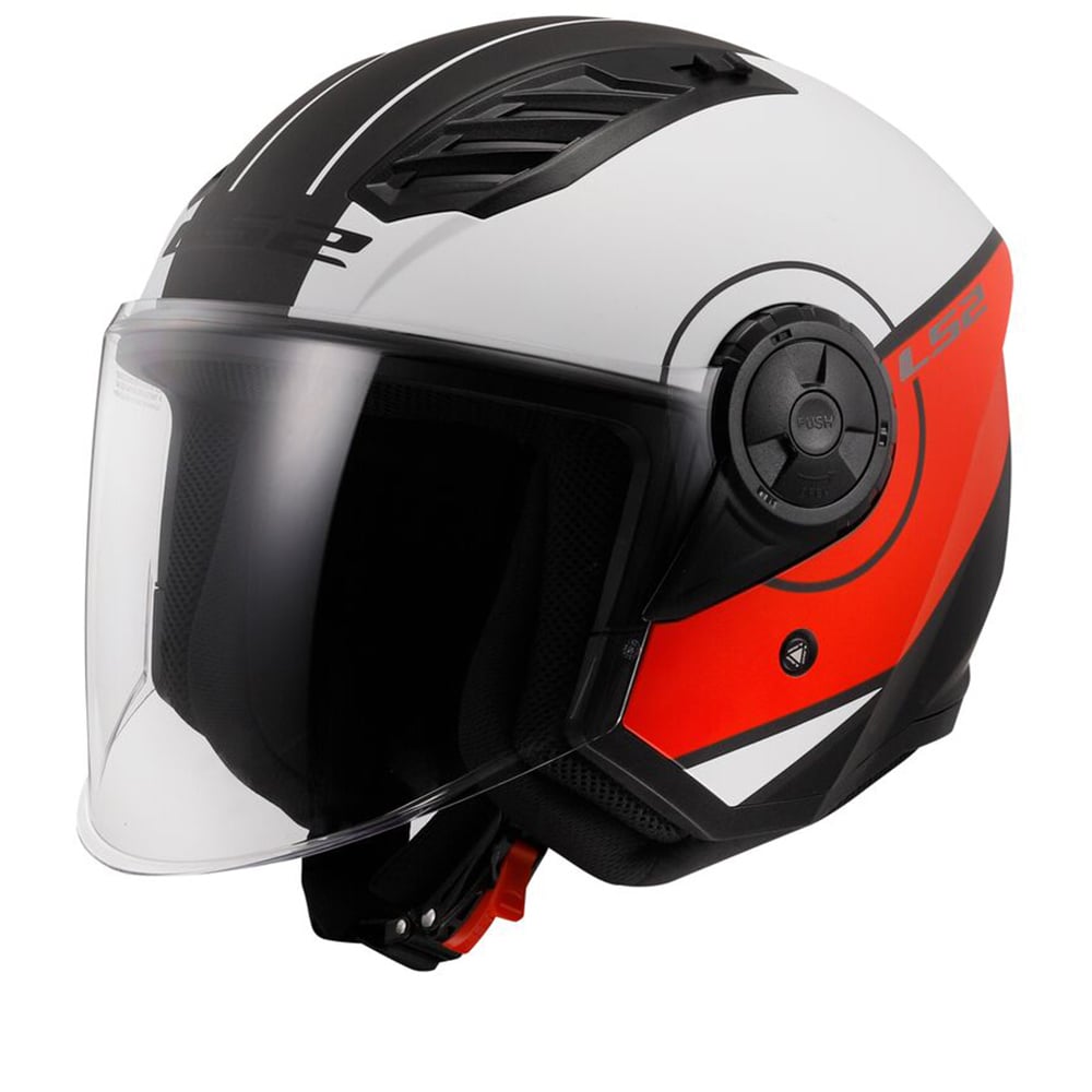 Image of EU LS2 OF616 Airflow II Cover Matt White Red Jet Helmet Taille 2XL