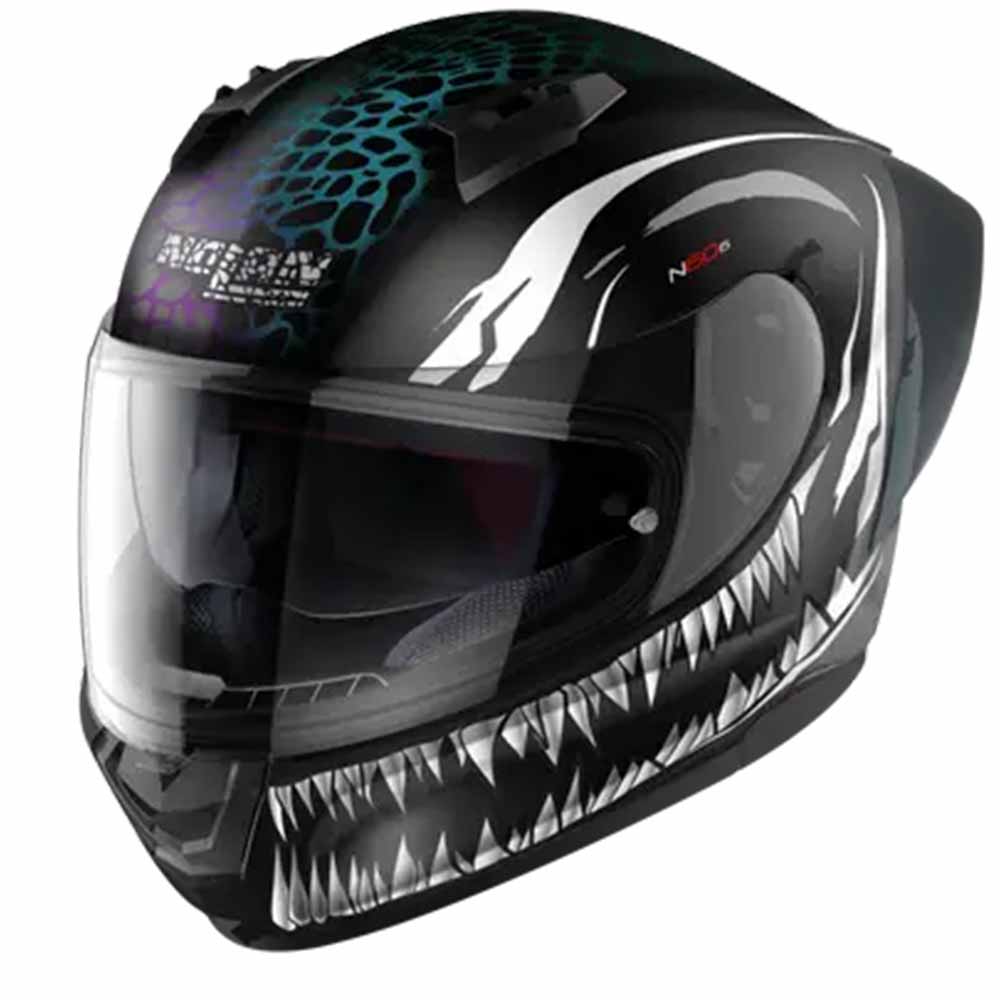 Image of EU Nolan N60-6 Sport Ravenous 028 Flat Black White Black  Full Face Helmet Taille 2XL