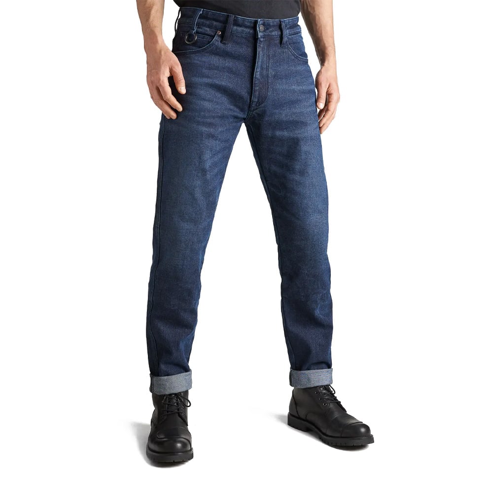 Image of EU Pando Moto Arnie Slim Bleu Men's Slim-Fit Armalith® Pantalon Taille W30/L34