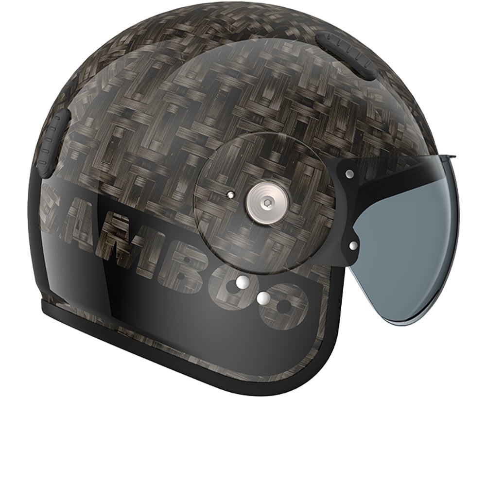 Image of EU ROOF Bamboo Noir Brillant Casque Jet Taille 2XL