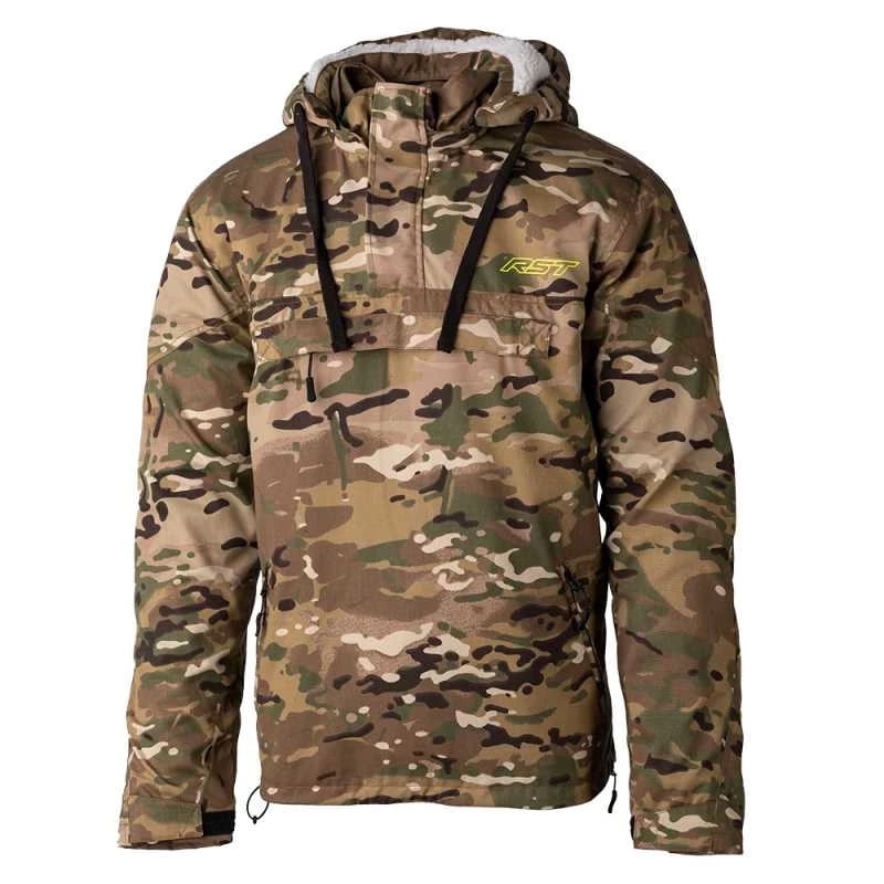 Image of EU RST Loadout 1 4 Zip Ce Mens Textile Hood Camouflage Marron Blouson Taille 40