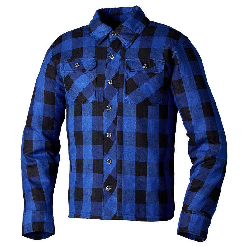 Image of EU RST Lumberjack Ce Mens Textile Shirt Bleu Check Blouson Taille 40