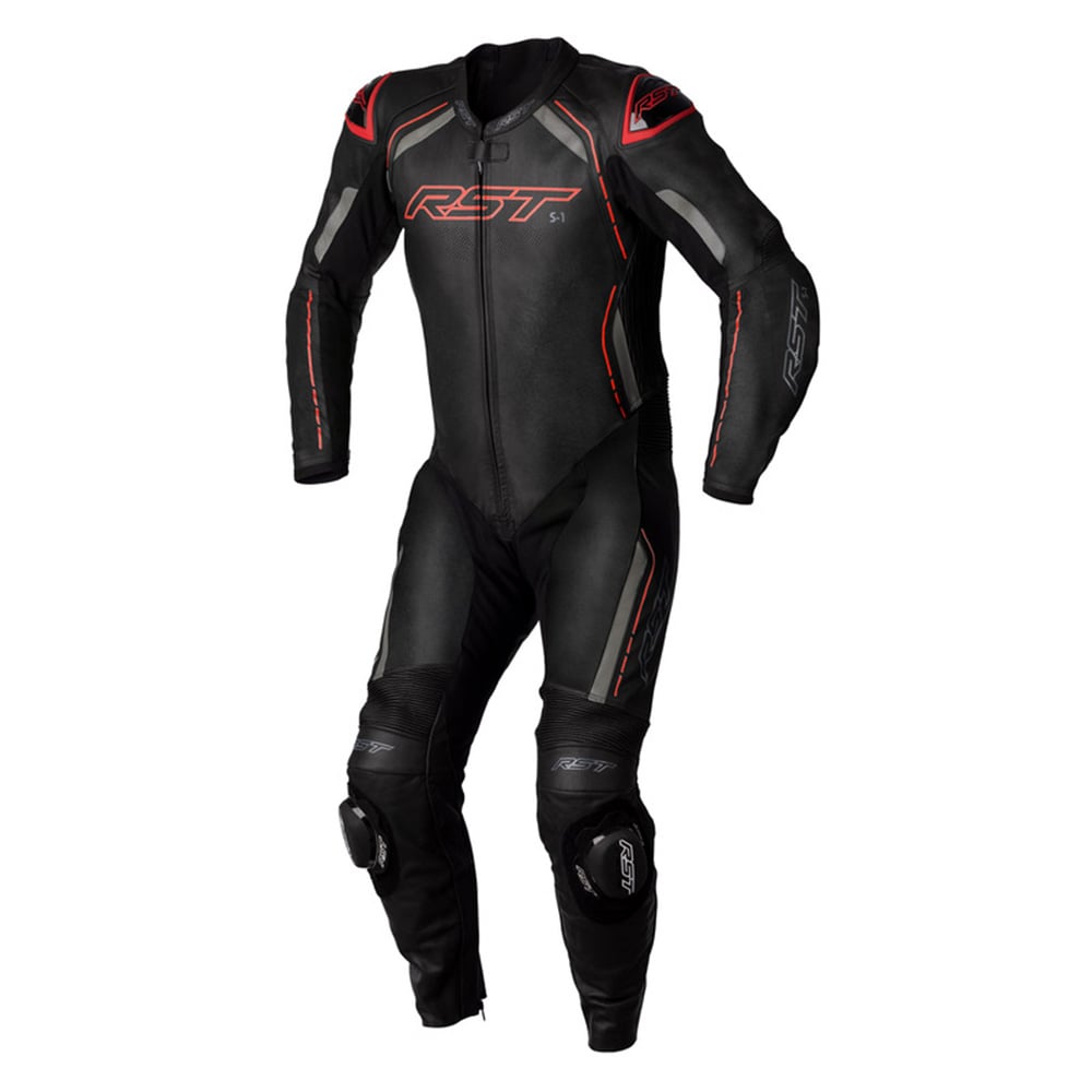 Image of EU RST S1 CE Leather One Piece Suit Black Red Taille 44