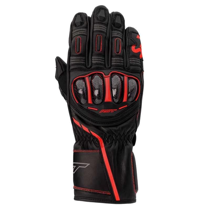 Image of EU RST S1 Ce Mens Glove Noir Neon Rouge Gants Taille 10