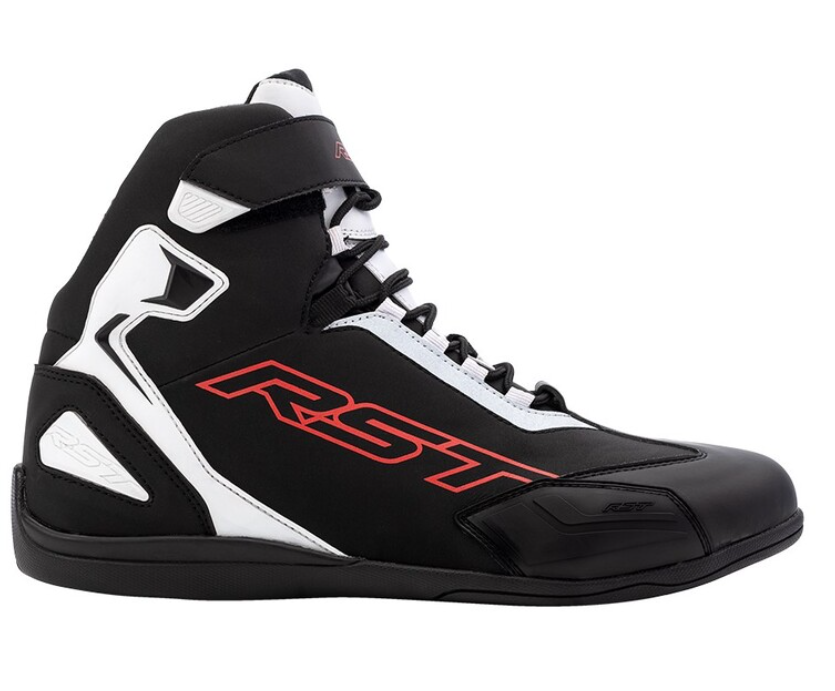 Image of EU RST Sabre Moto Mens Ce Noir Blanc Rouge Chaussures Taille 42