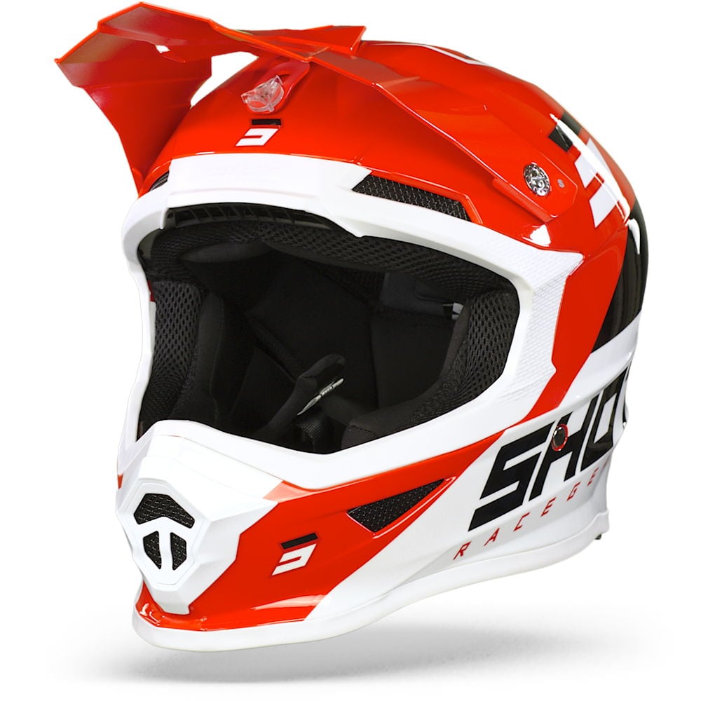 Image of EU SHOT Furious Chase Rouge Blanc Brillant Casque Cross Taille 2XL
