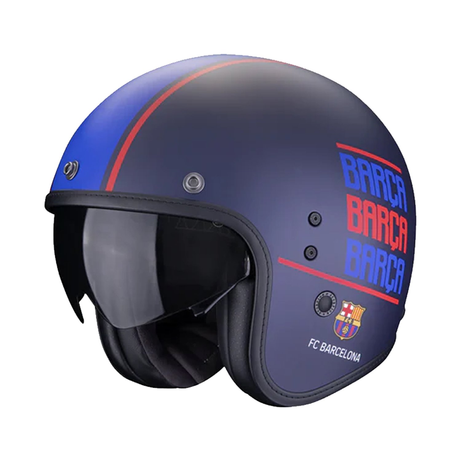 Image of EU Scorpion Belfast Evo FC Barcelona Blue Matt Jet Helmet Taille M