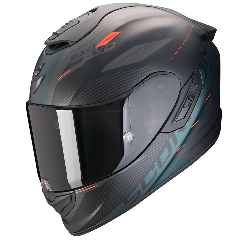 Image of EU Scorpion EXO-1400 Evo II Air Luma Matt Black Green Full Face Helmet Taille 2XL