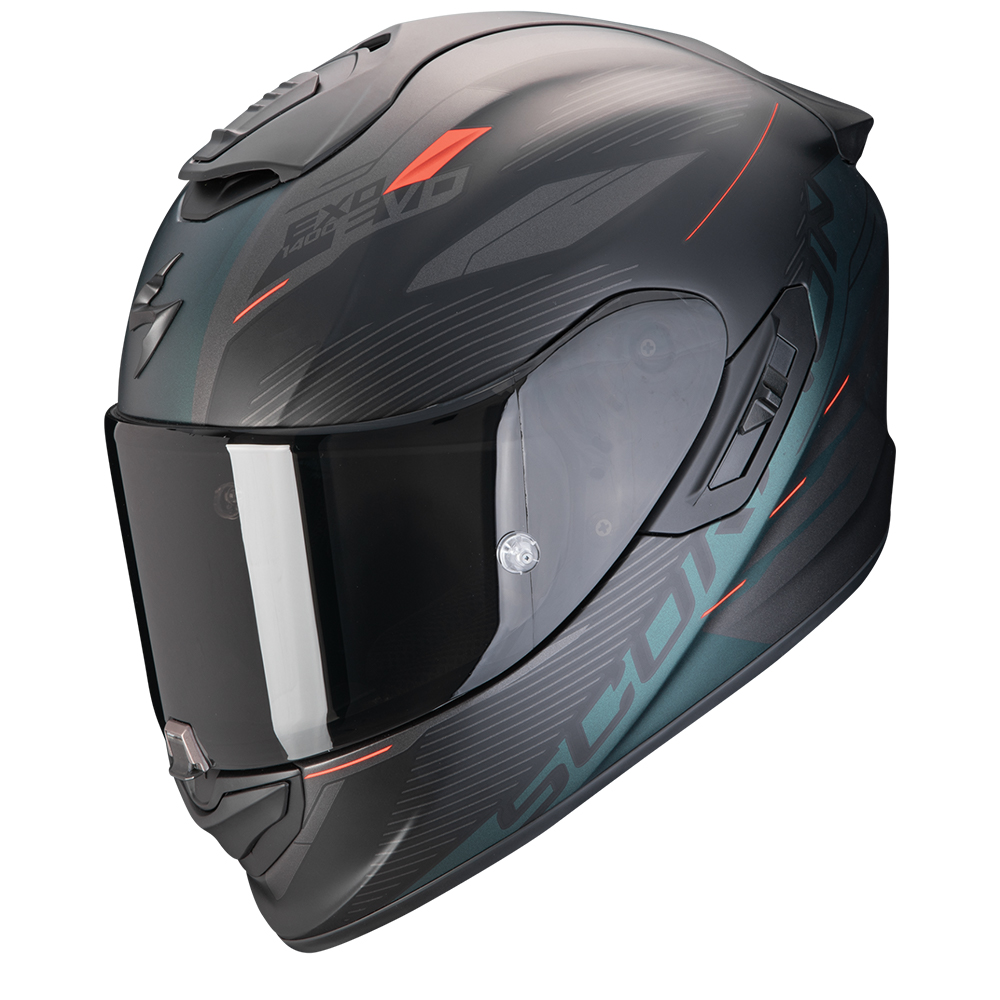 Image of EU Scorpion EXO-1400 Evo II Air Luma Matt Black Green Full Face Helmet Taille XL