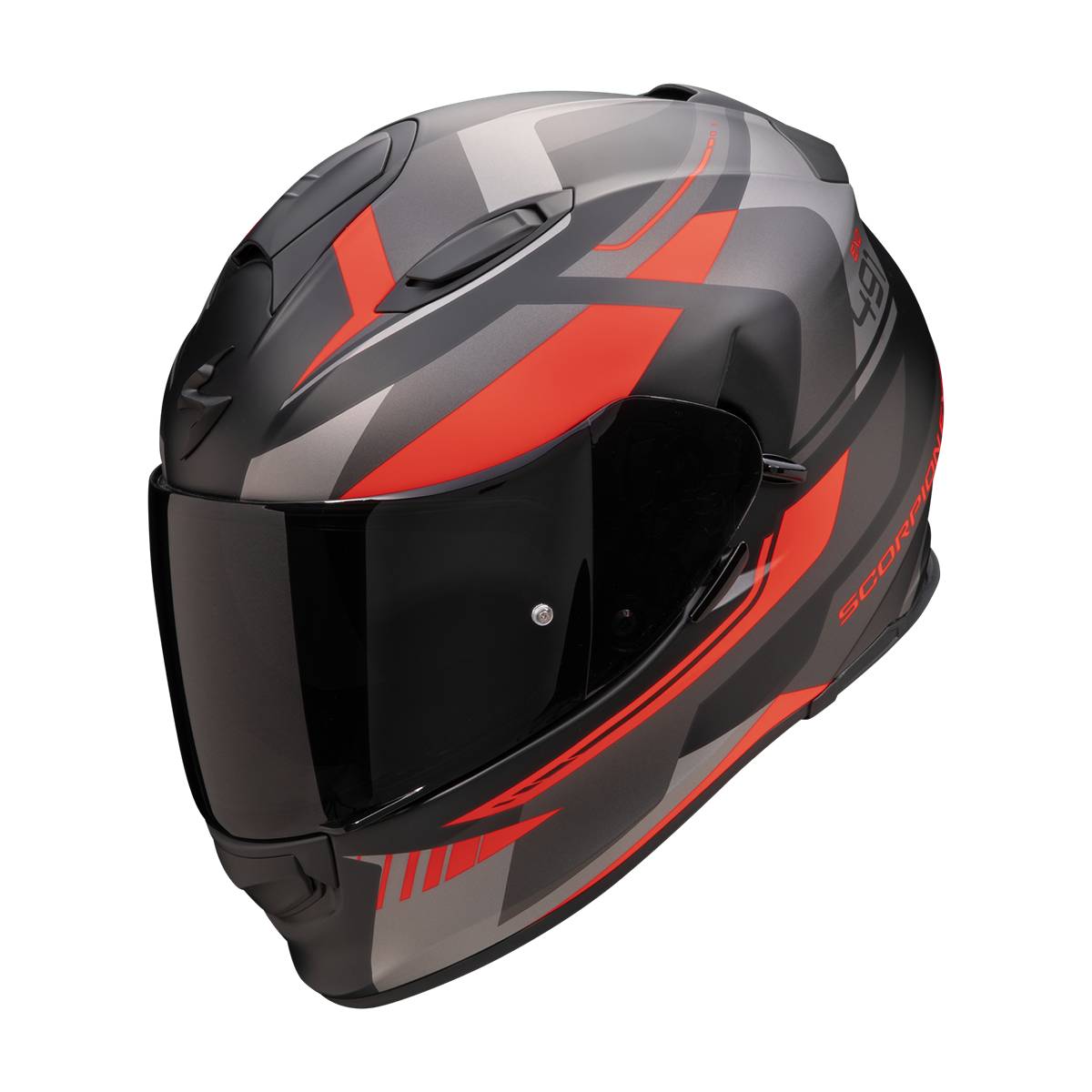 Image of EU Scorpion EXO-491 Abilis Matt Black Silver Red Full Face Helmet Taille 2XL