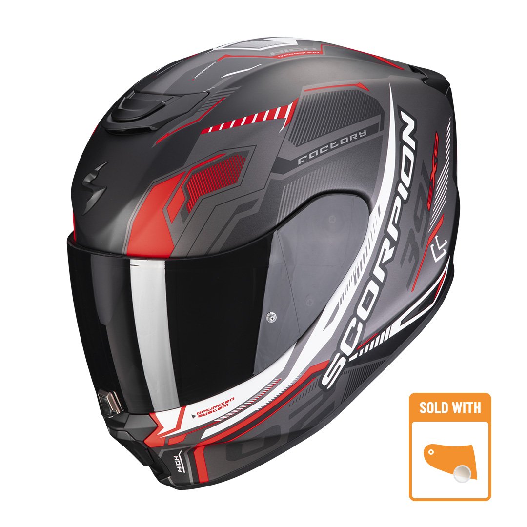 Image of EU Scorpion Exo-391 Haut Mat Black-Silver-Red Casque Intégral Taille L