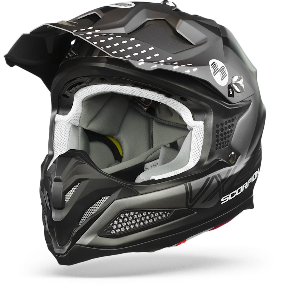 Image of EU Scorpion VX-22 Air Ares Mat Black-Silver Casque Cross Taille S