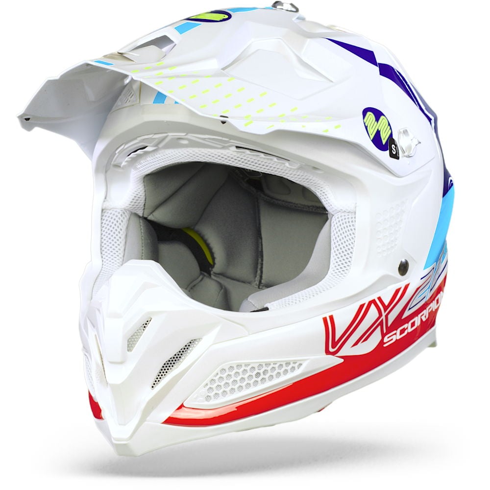 Image of EU Scorpion VX-22 Air Ares White-Blue-Red Casque Cross Taille L