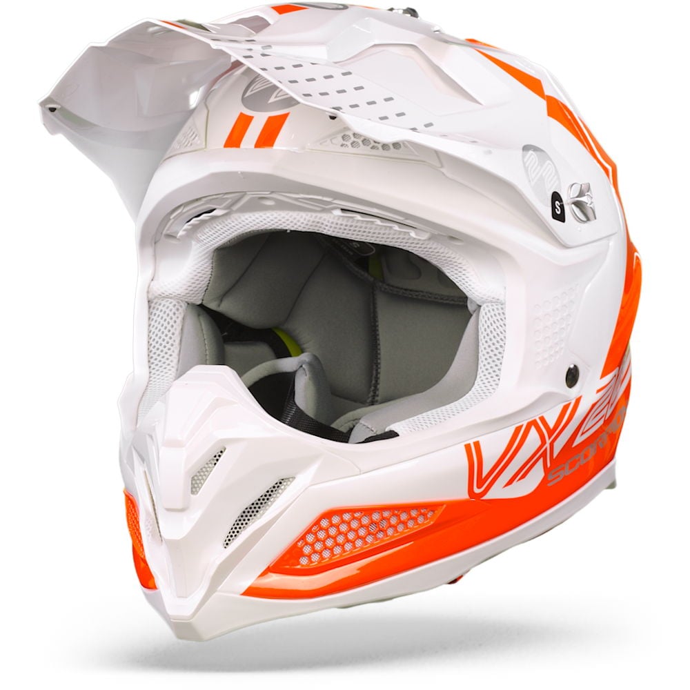 Image of EU Scorpion VX-22 Air Ares White-Neon Rouge Casque Cross Taille L