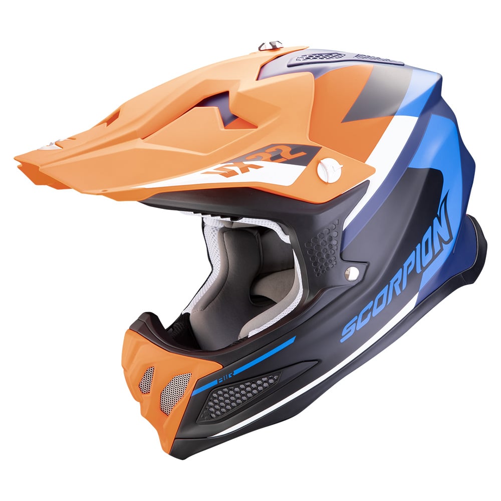 Image of EU Scorpion VX-22 Air Beta Blue Matt Orange Offroad Helmet Taille L
