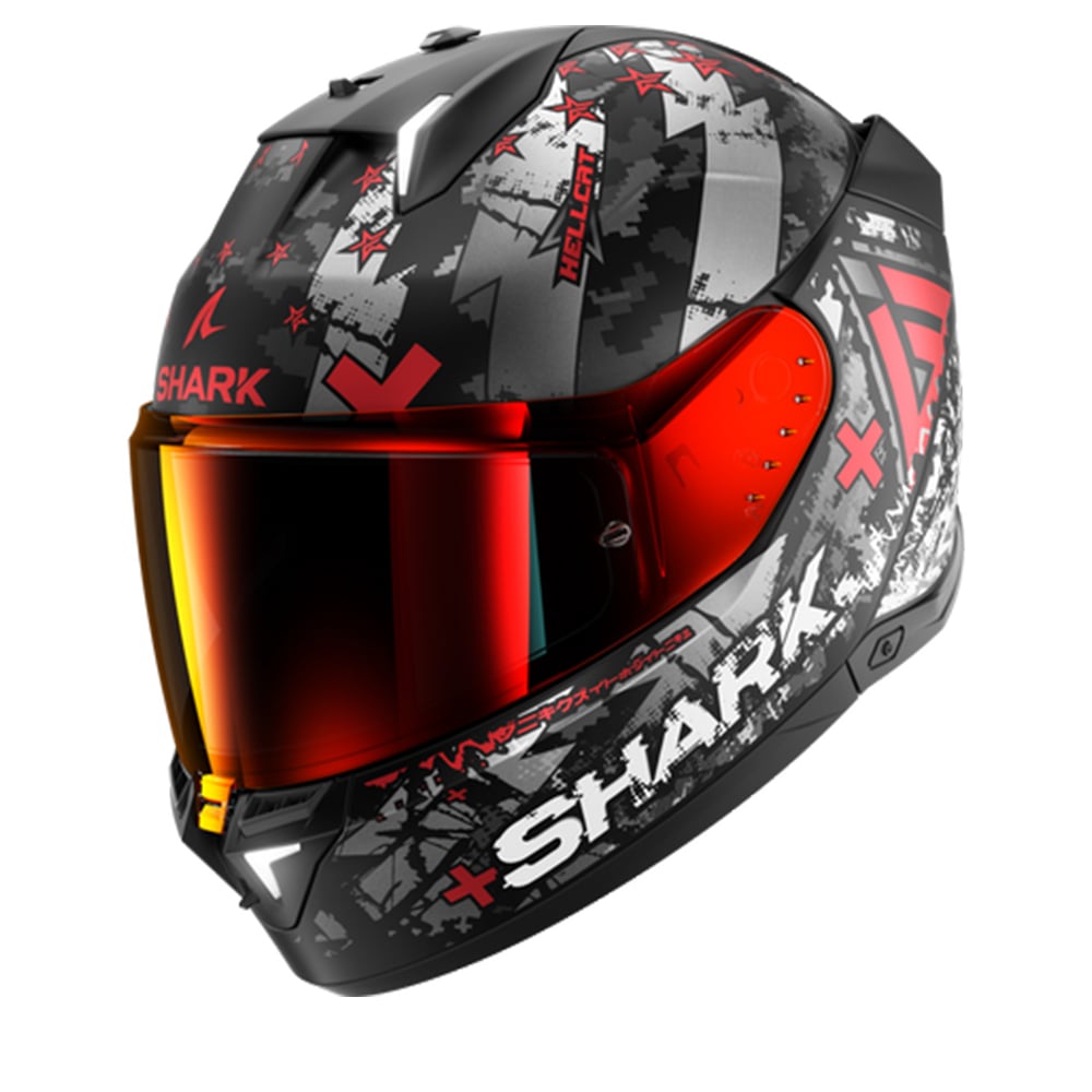 Image of EU Shark SKWAL i3 Hellcat Mat Black Chrom Red KUR Full Face Helmet Taille XS