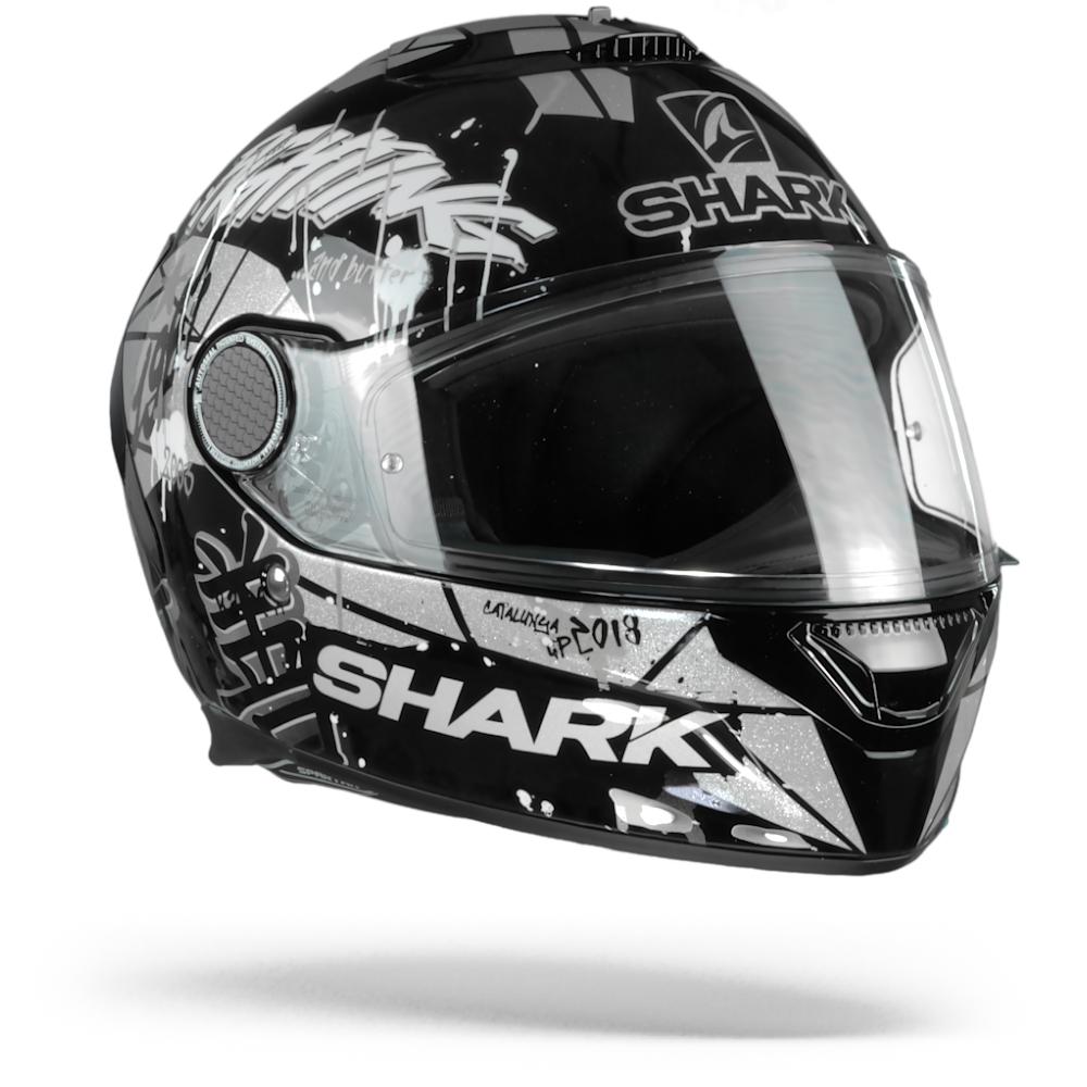 Image of EU Shark Spartan 12 Lorenzo Catalunya GP Noir Blanc Glitter KWX Casque Intégral Taille S