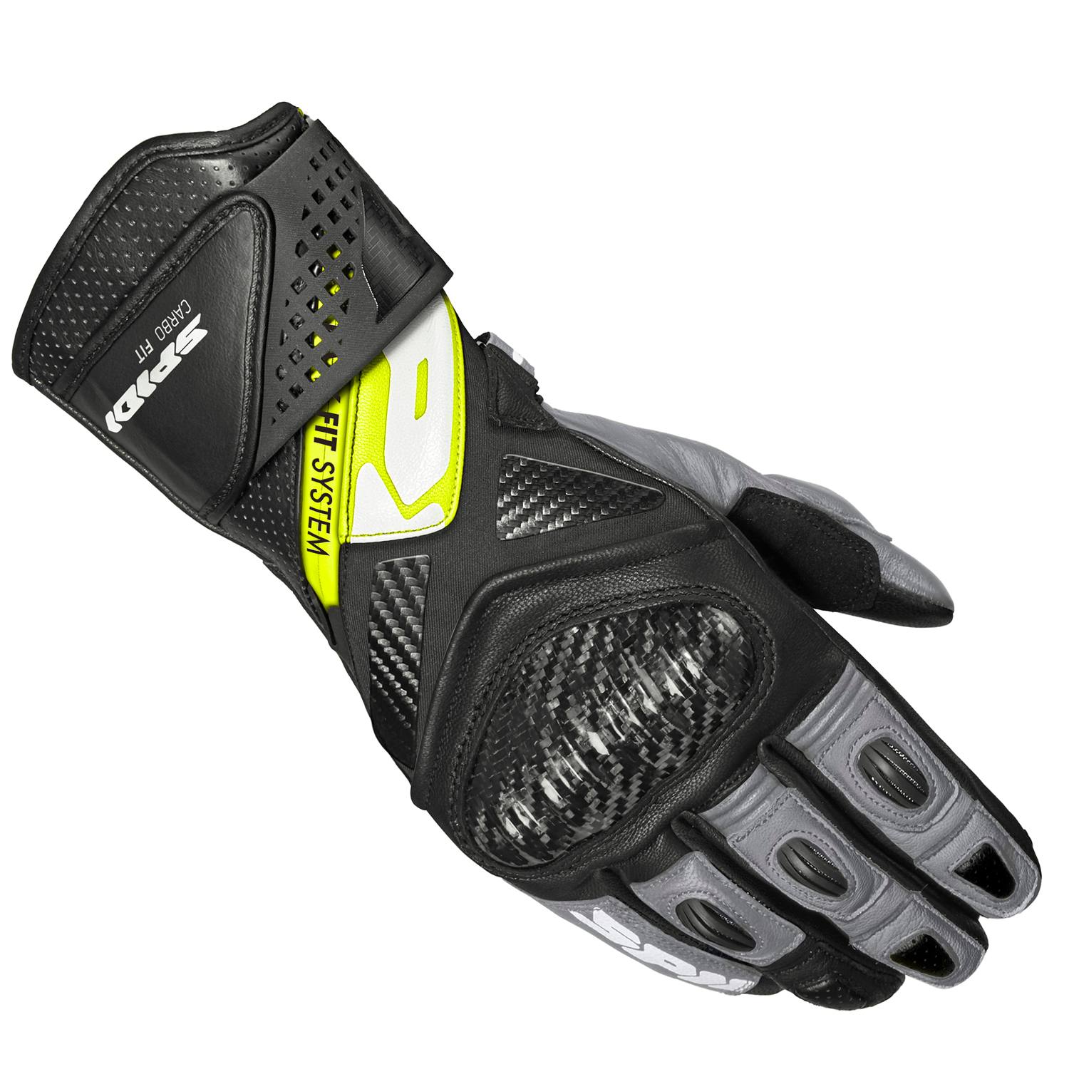 Image of EU Spidi Carbo Fit Gloves Black Fluorescente Yellow Taille 2XL