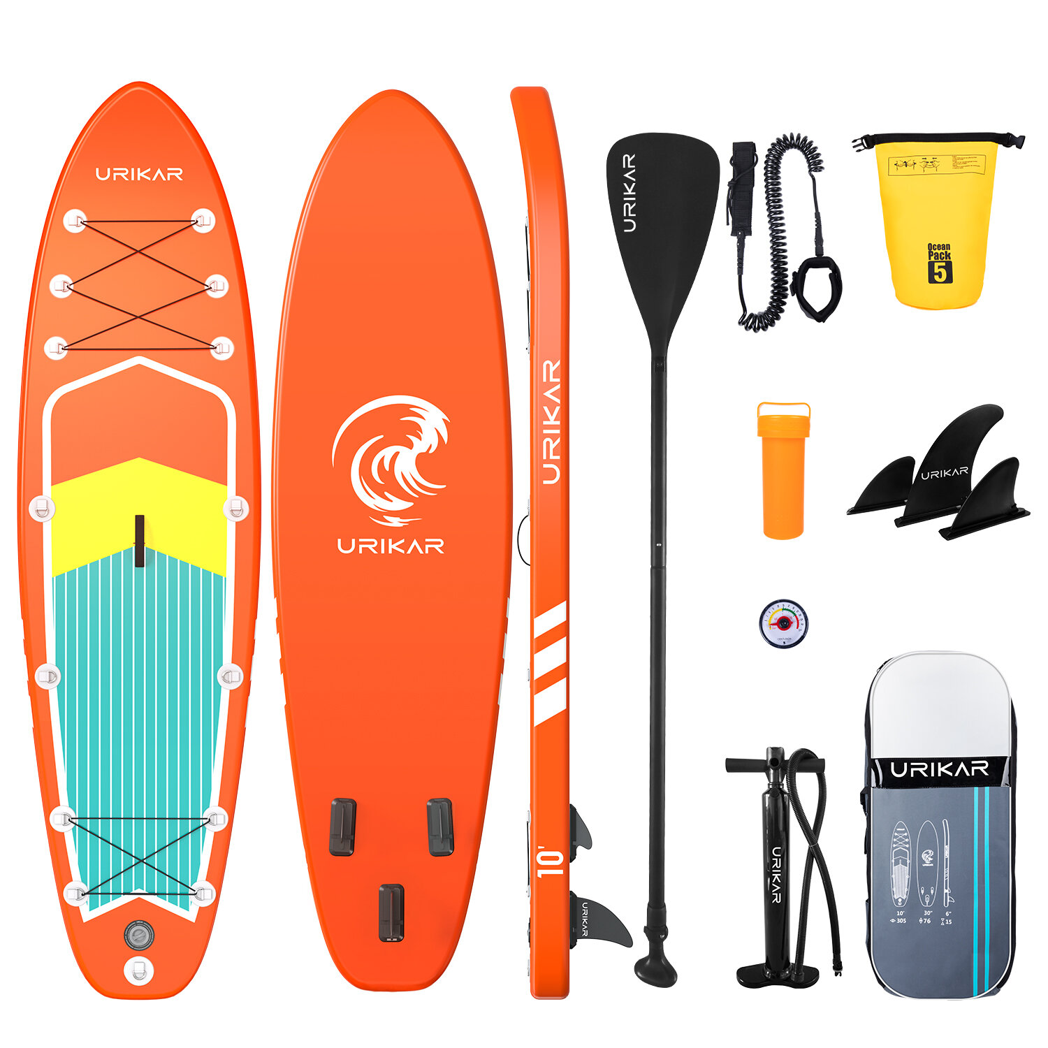 Image of [EU/US Direct] Urikar Inflatable Paddle Board Set Max Load150KG Stand Up Surfboard With Premium Accessories Set-Pump Bac