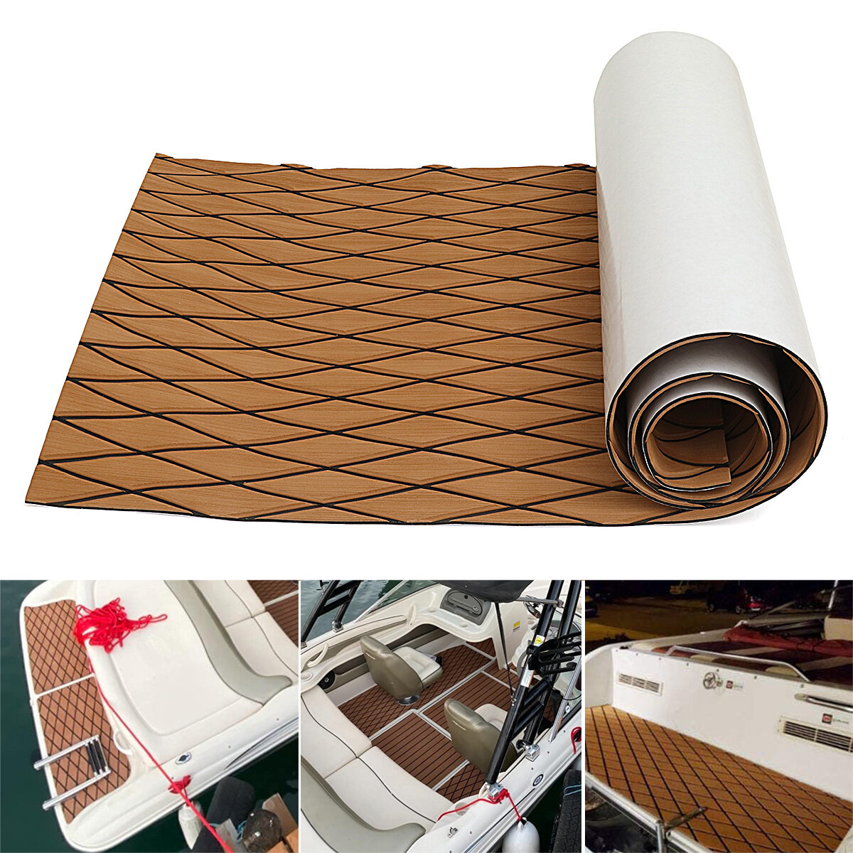 Image of EVA Foam Boat Marine Yacht Flooring Mat Carpet Faux Teak Decking Sheet Pad