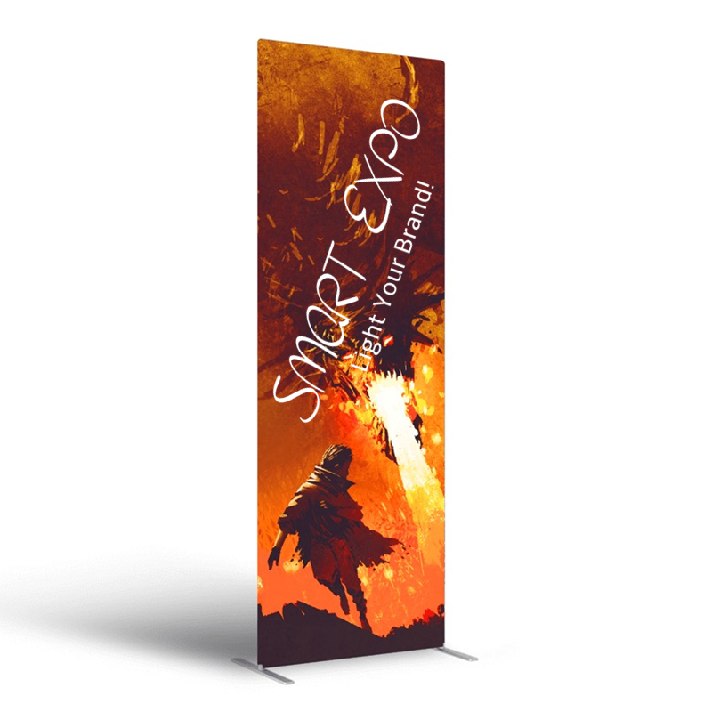 Image of Easy Aluminum Tube Straight Poster Banner Display Retail Supplies with Steel Feet Base Tension Fabric Graphic Portable Carry Bag
