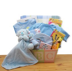Image of Easy as ABC New Baby Blue Gift Basket