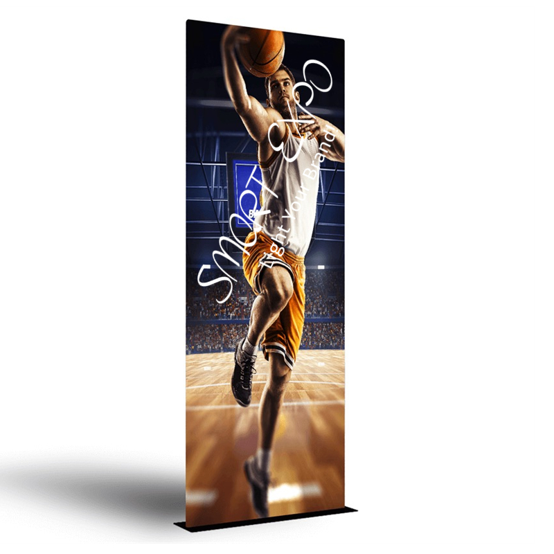 Image of Economic Straight Advertising Display Banner with Steel Plate Base Tension Fabric Graphic Portable Carry Bag