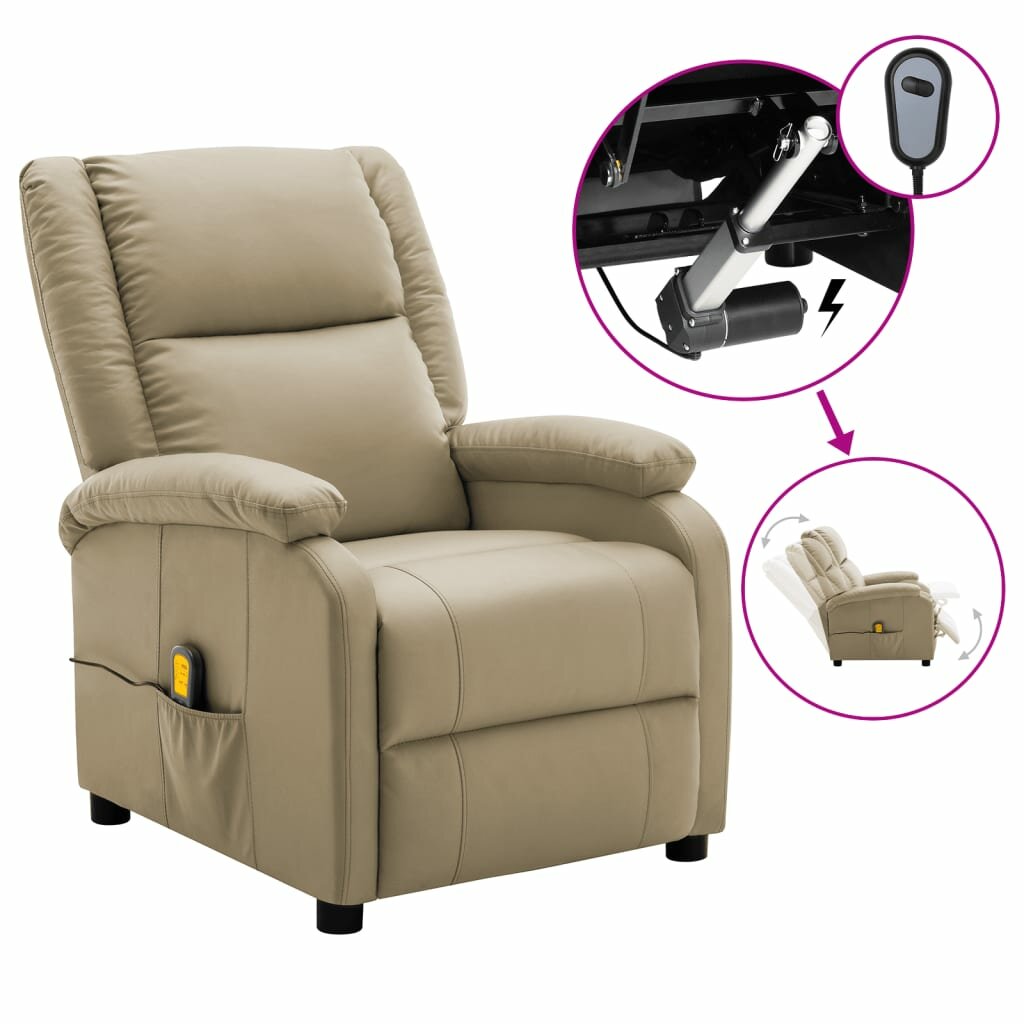 Image of Electric Massage Recliner Cappuccino Faux Leather