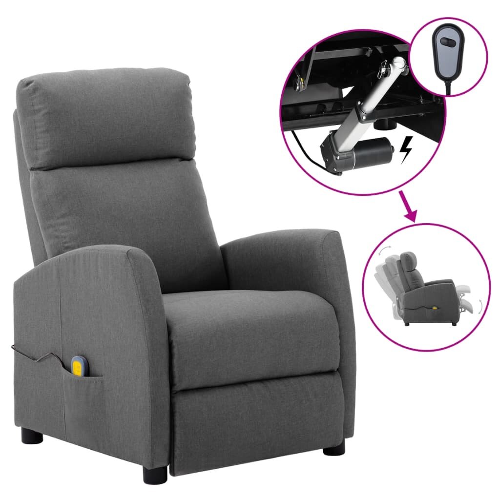 Image of Electric Massage Reclining Chair Light Gray Fabric