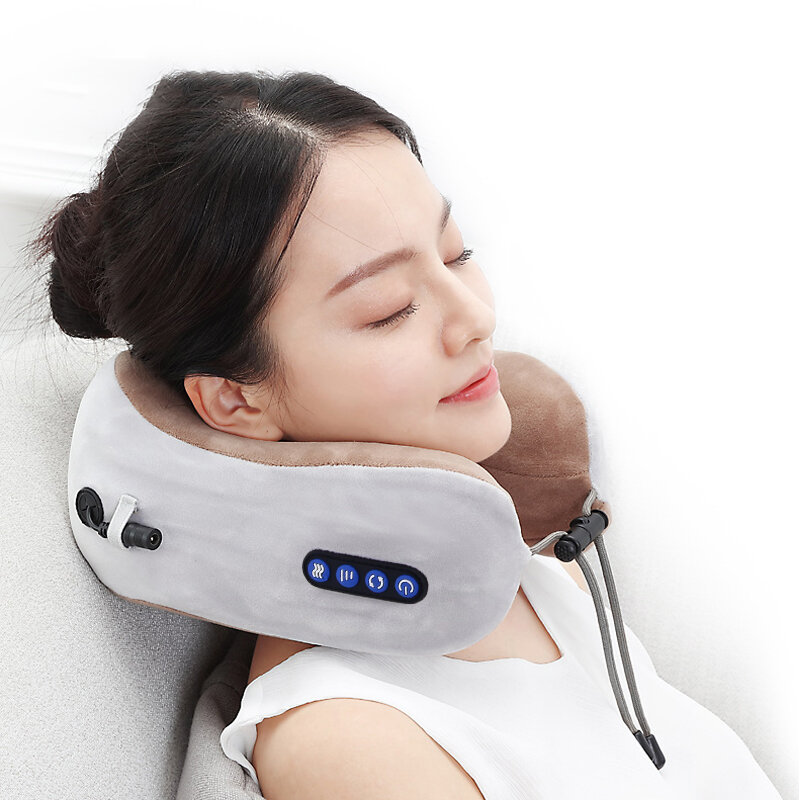 Image of Electric Neck Massager U shaped Pillow Multifunctional Portable Shoulder Cervical Massager Outdoor Home Car Relaxing Mas