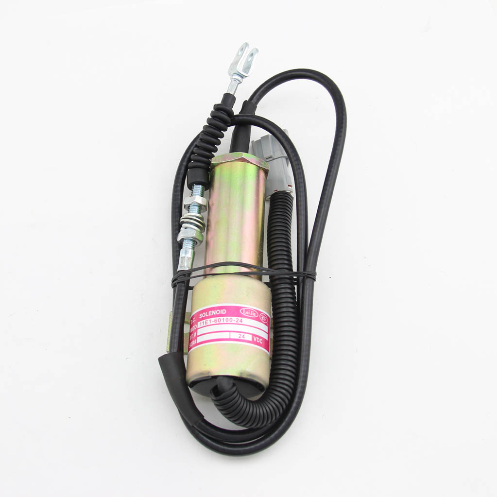 Image of Electronic Parts Flameout Shut Down Stop Solenoid 11E1-60100 24V Fit R210 R215 R225 Heavy Equipment