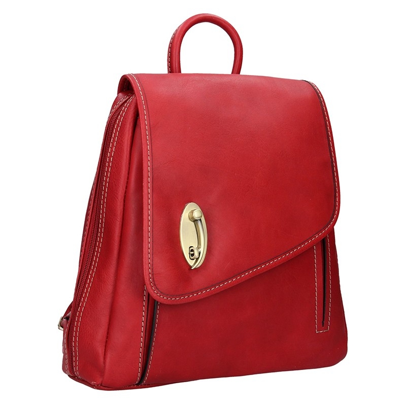 Image of Elegantní dámský kožený batoh Katana Nora- červená CZ