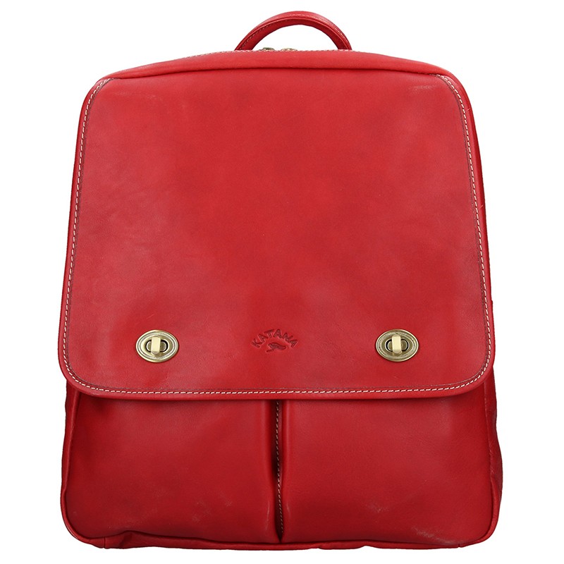 Image of Elegantní dámský kožený batoh Katana Petra - červená CZ