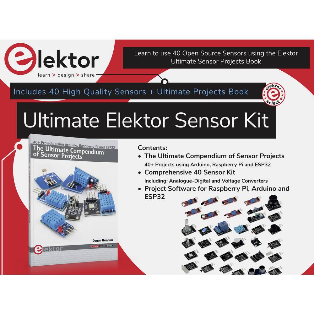 Image of Elektor SEN-Elektorkit Sensor kit 1 pc(s) Compatible with (development kits): Raspberry Pi Arduino