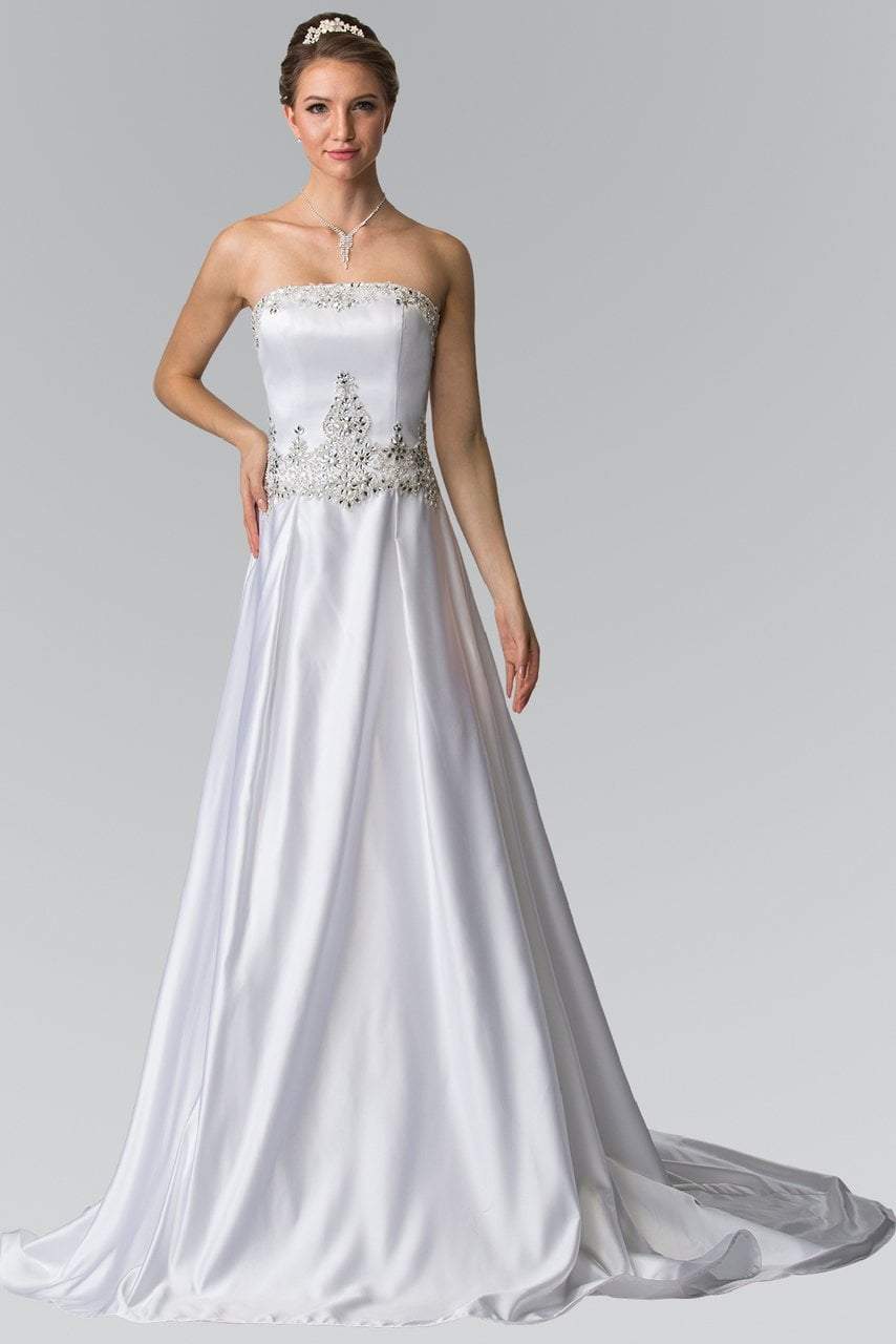 Image of Elizabeth K Bridal - GL2201 Strapless Jewel Embellished Bridal Dress