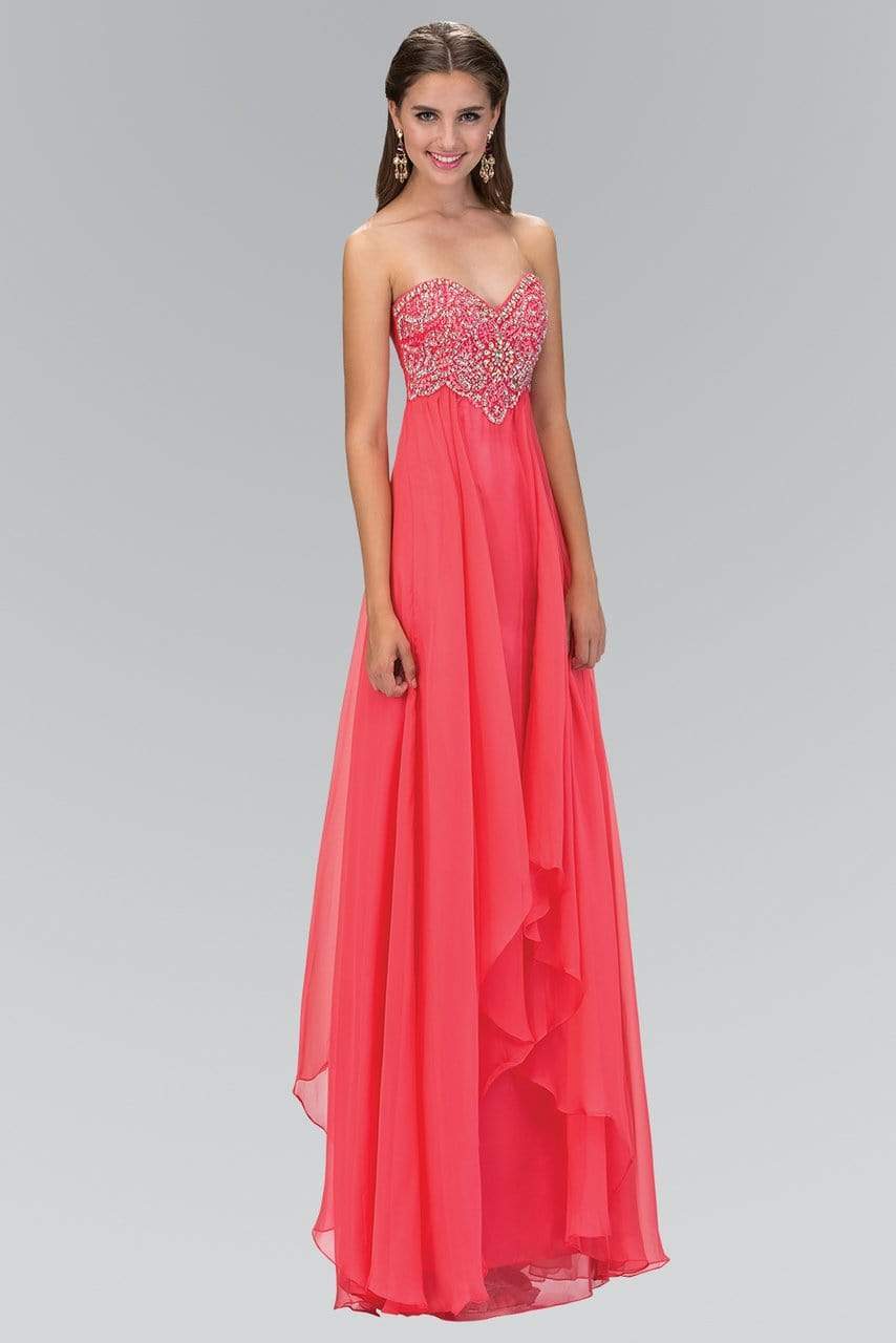 Image of Elizabeth K - GL1061 Medallion Accented Sweetheart Chiffon Gown