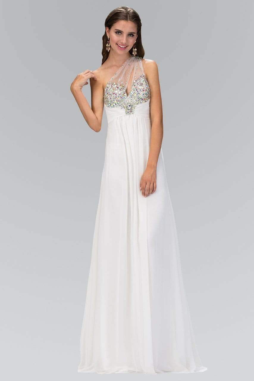 Image of Elizabeth K - GL1138 Sheer Asymmetrical Ornate A-Line Gown