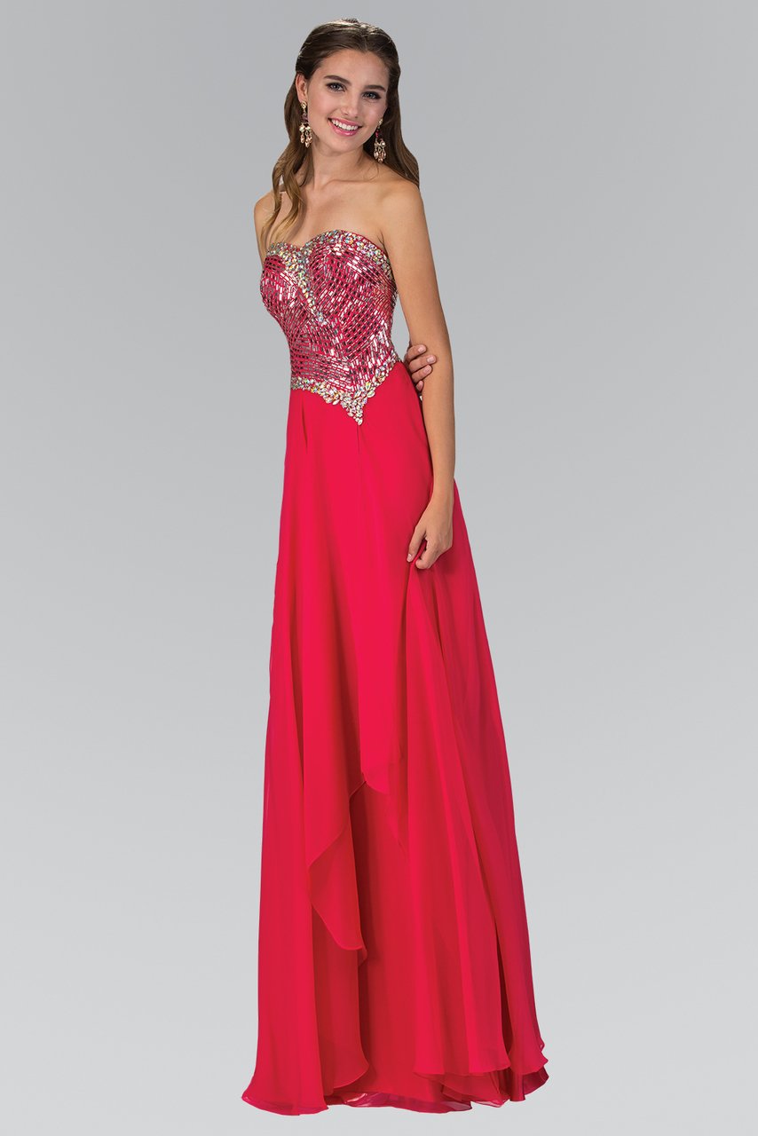 Image of Elizabeth K - GL1149 Jeweled Strapless Chiffon A-Line Gown